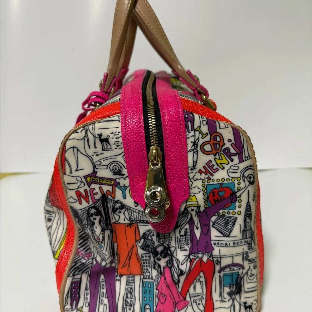 Henri Bendel Pink and Orange Satchel with Graphic Design - Picture 5 of 16
